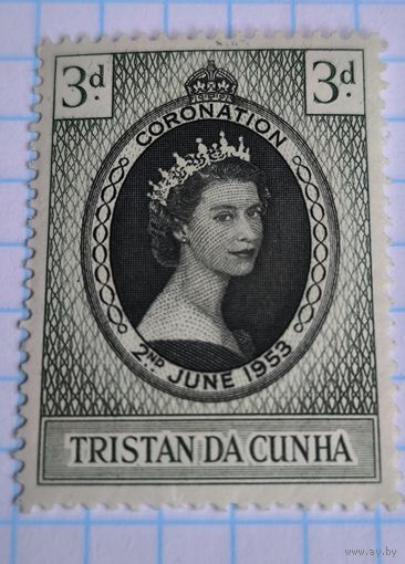 БРИТАНСКИЕ КОЛОНИИ ТРИСТАН-ДА-КУНЬЯ  1953 ГОД КОРОНАЦИЯ ЕЛИЗАВЕТЫ II
