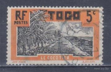 [838] Французские колонии. Того 1924. Плантация кокосовых пальм.5с. Гашеная марка.