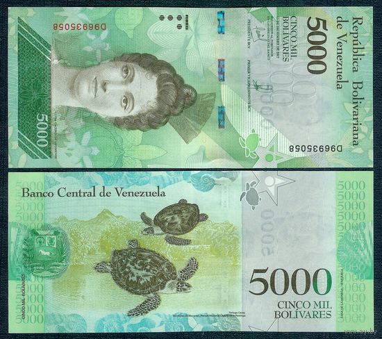 Венесуэла 5000 боливар 2017 год, UNC