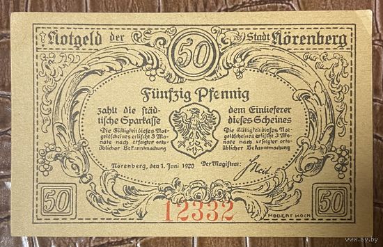 Нотгельд , 50 пфеннигов, Нёренберг 1920 год. Веймарская республика
