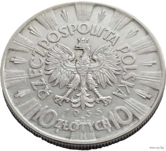 Польша, 10 злотых 1935 Пилсудский. Приятные. С рубля.