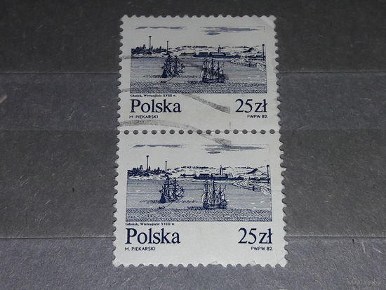 Польша 1982 Стандарт. Вид на Вислу. Сцепка 2 марки
