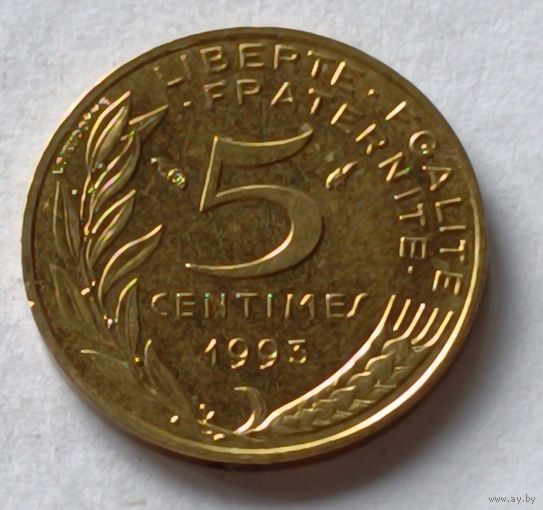 Франция. 5 сантимов 1993 года.