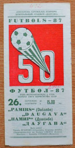 Даугава Рига - Памир Душанбе   1987 год