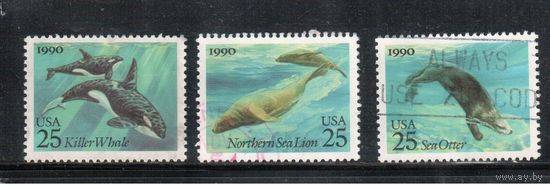 США-1990, (Мих.2107-2109),   гаш. ,Морская фауна