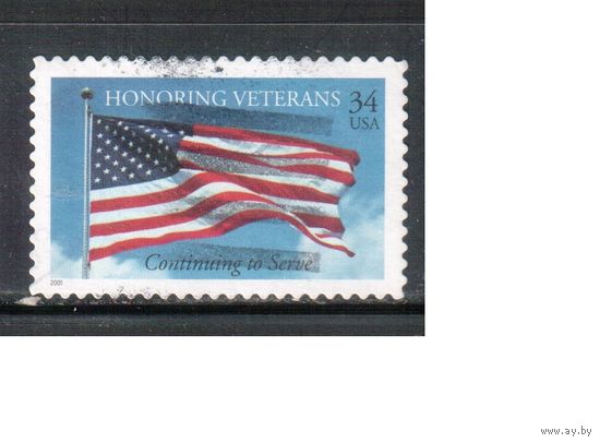 США-2001 (Мих.3461) , гаш., Флаг, Ветераны (одиночка),(1)