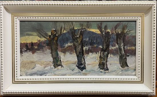 Данциг М.В "За городом", 1965г. Холст, масло на картоне. Размер с родной рамой 65х40 см.