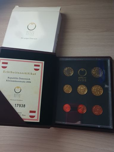 Австрия 2006 г. PROOF Официальный набор монет евро от 1 цента до 2 евро (8 монет; 3,88 евро)