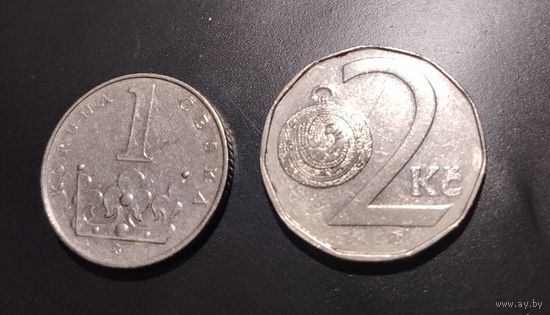 Чехия. 2 монеты 1993 годов