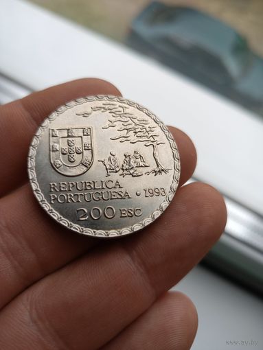 Португалия 200 эскудо, 1993 450 лет искусству намбан UNC
