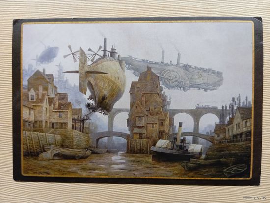 О-4. ПОДПИСАННАЯ ОТКРЫТКА. СЕРБИЯ. СТИМПАНК. НИЗКАЯ ВОДА. ХУД. ВАДИМ ВОЙТЕХОВИЧ.