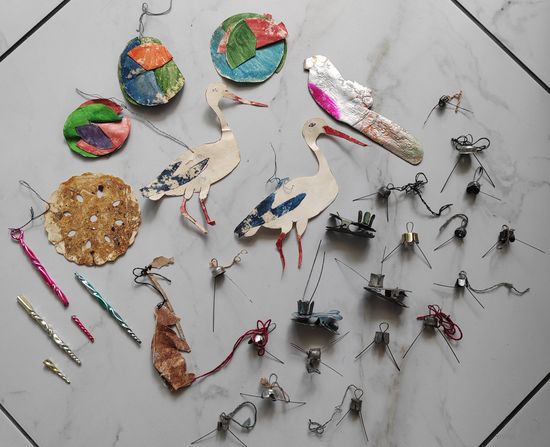 Самодельные елочные игрушки. Аксессуары к елочным игрушками. СССР.