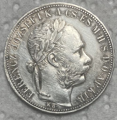 Монета 1 форинт 1884 год. Франц Иосиф I. Австро-Венгрия. Венгрия.