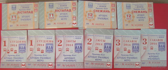 Проездные Минск 2014 г. Цена за 1 шт.