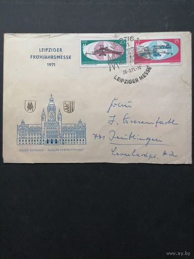 ГДР 1971 КПД с полной серией марок "Международная весенняя торговая ярмарка в Лейпциге" (спецгашение) Mi.1653-1654 каталог 0.70 евро