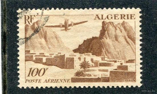 Французский Алжир. Авиапочта. Самолет над городом Эль Кантара