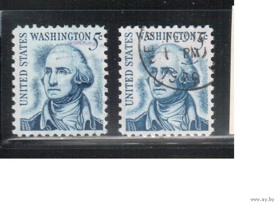 США-1967, (Мих. А937 х+у) , гаш. ,  Стандарт, Личности, Вашингтон, 2 типа бумаги(1)