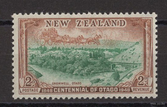 Новая Зеландия / New Zealand 1948 ** 2d,  Кромвель, Почтовый дилижанс, марка из серии