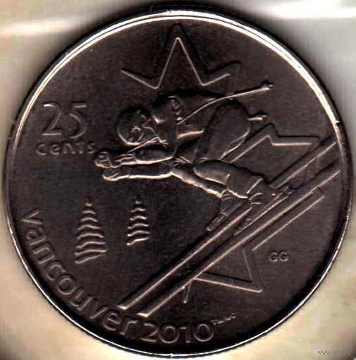 КАНАДА 25 центов 2007 Горные лыжи. UNC!