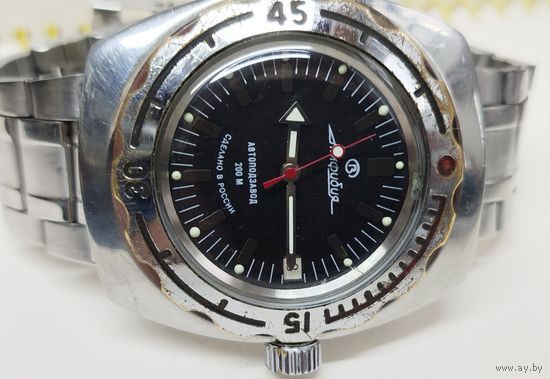 Часы "Восток Амфибия" крупные 22 мм по ушкам,корпус нерж сталь,Родной люм,Автоподзавод,родной браслет,За вашу цену!