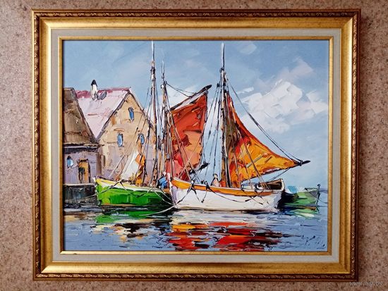 Хованский "корабли 2", 50х59 с рамой, х.м.