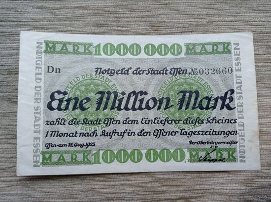 Werty71 Германия 1000000 марок 1923 банкнота эссен 1 миллион