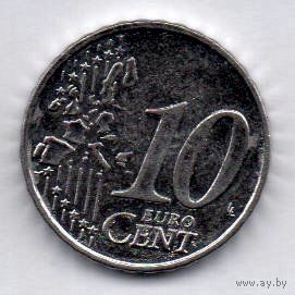 ФЕДЕРАТИВНАЯ РЕСПУБЛИКА ГЕРМАНИЯ. ЕВРОПЕЙСКИЙ СОЮЗ. 10 ЕВРОЦЕНТОВ 2002. Белый цвет.