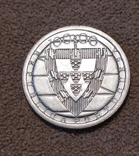 Португалия 100 эскудо, 1985 600 лет Битве при Альжубаротте aUNC