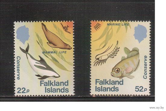 Фолклендские острова-1984(Мих.417-418) , ** , Морская фауна,Киты , Рыбы