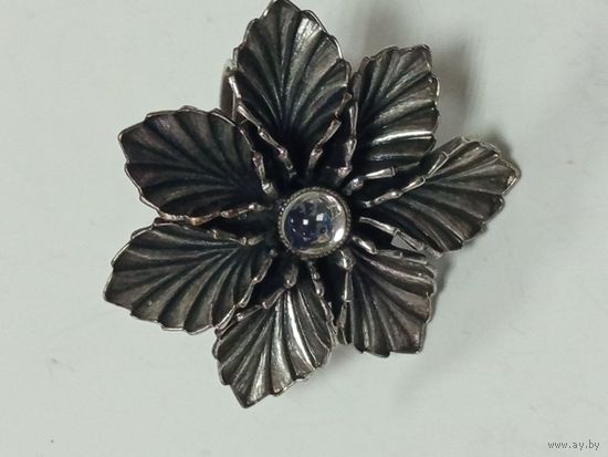 Кольцо, Испания,винтаж,серебрение,вставка стекло