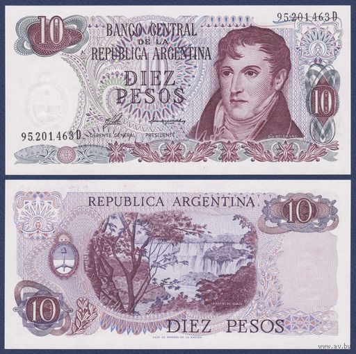 Аргентина, 10 песо 1976 г., P-300 (D, генерал Мануэль Бельграно), UNC