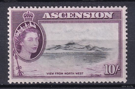 174.BrK. Великобритания. Колонии. Асенсьон. Елизавета II. Местные мотивы. 1956 г. Концевая марка серии. 10Sh. Mi.#74.