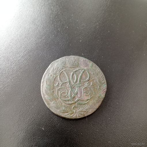 5 копеек 1761 года без монетного двора в родной малахитовой патине