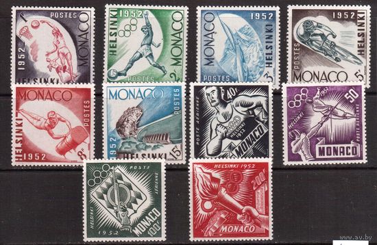 Монако-1953(Мих.458-467)   **  , Спорт, ОИ-1952 (полная серия)
