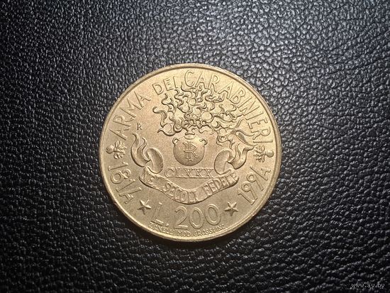 Италия 200 лир 1994 180 лет карабинерам