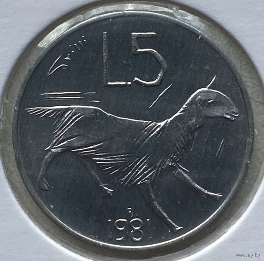 Сан-Марино 5 лир 1981 г. В холдере