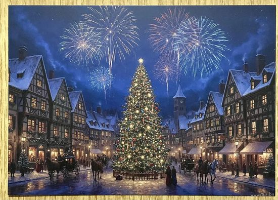 Открытка новогодняя. Чистая 10х15 см.