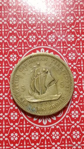 Восточные Карибы 5 центов 1955 парусник