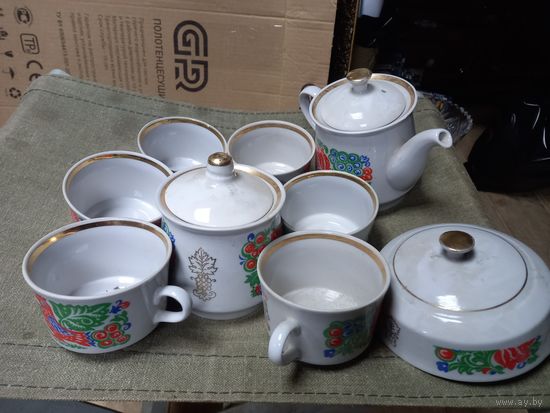 Сервиз чайный Сумской фарфоровый завод Сумы Жар-Птица красивый 70-е