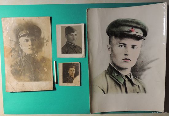 Фото "Красный командир" (с 1936 г. - Ленинград; по 1943 г.), 4 шт., на фото один человек
