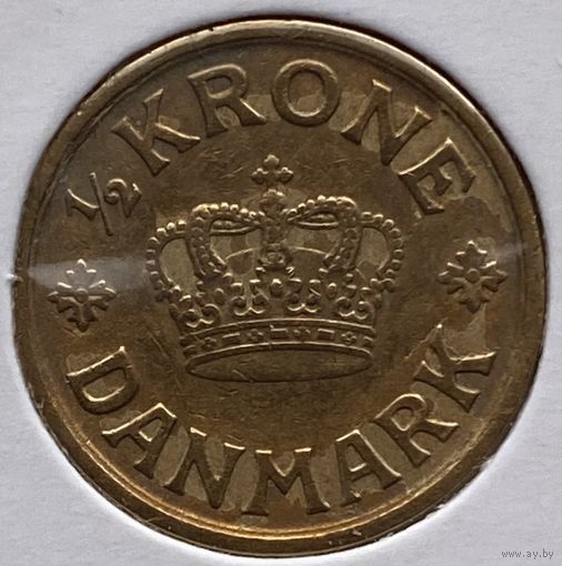 Дания 1/2 кроны 1925 г. В холдере
