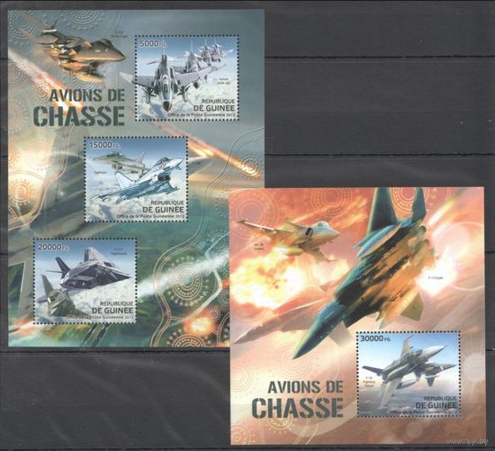 Гвинея 2012 Военная авиация F-16 Самолеты  MNH Блок + лист 3 марки