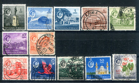 Британские колонии - Тринидад и Тобаго - 1960/66г. - ландшафты, королева Елизавета II - 12 марок - гашёные, 1 марка MNH. #4-B5-116-KS-1