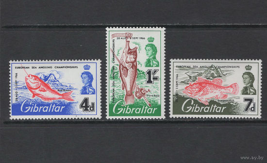 Гибралтар 1966** Чемпионат Европы по морской рыбалке Mi#179-181