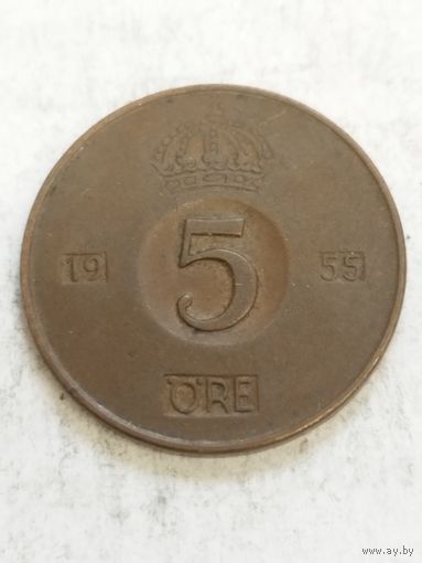 Швеция 5 оре 1955
