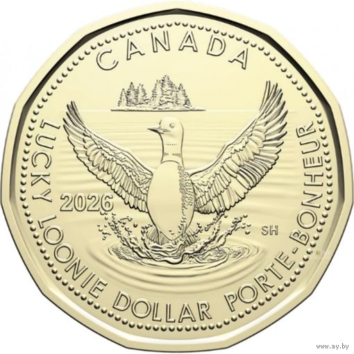 Канада 1 доллар, 2026 Счастливый канадский доллар UNC