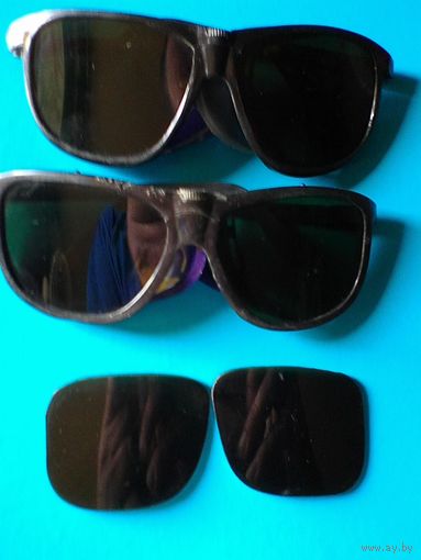 Двое Защитных Очков + Пара Стекол "В-1/В-2" - Б/У - Одним Лотом.