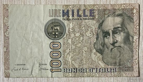 Банкнота 1000 лир. 1982 год, Италия. Марко Поло