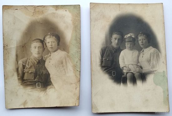 2 фото военного с семьей. 8.х12 см. Цена за оба.