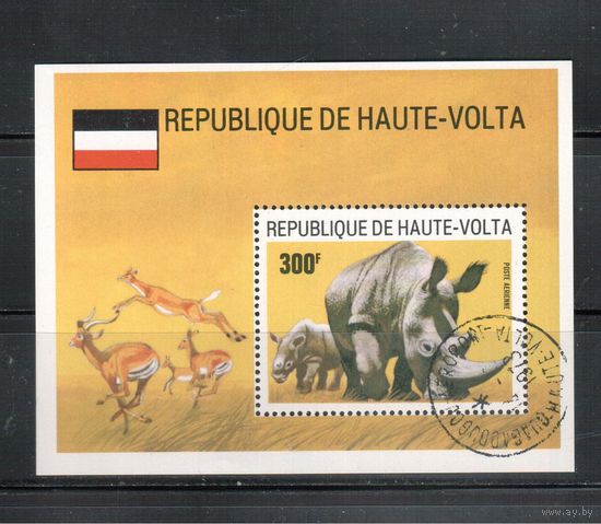 Верхняя вольта-1973,(Мих.Бл.14) гаш. , Фауна,Носорог